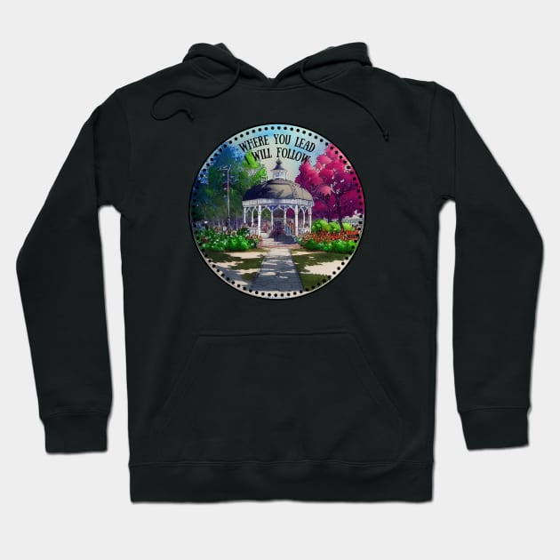 Gazebo at Town Square - Spring - Blue  Sky - Gilmore Hoodie by Fenay-Designs